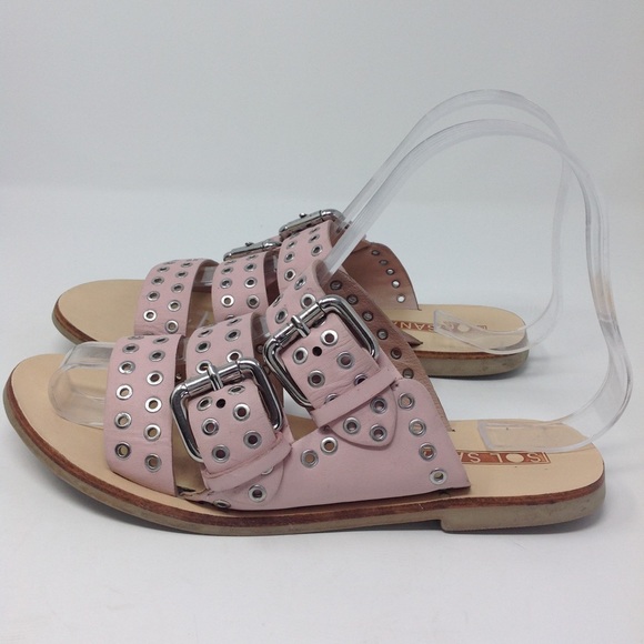 Sol Sana Pink Studded Foster Leather Sandals 36/6 - Picture 4 of 9